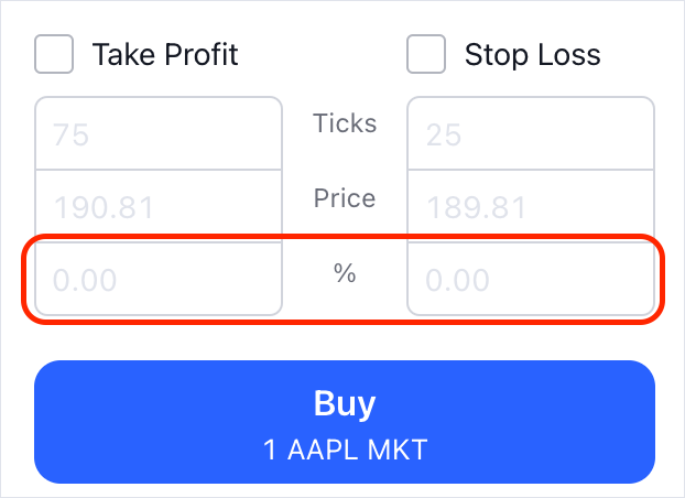 Order Ticket settings: crypto bracket in percent